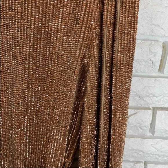 Retrofete Gabrielle Sequin Long Sleeve Robe Dress in Bronze Size XXS - Picture 13 of 16